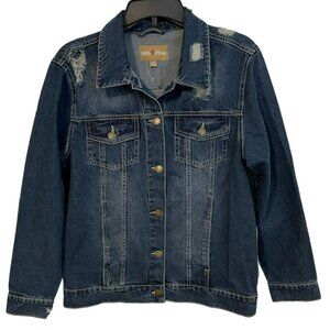 RED STAR distressed jean jacket medium blue size M  NWT